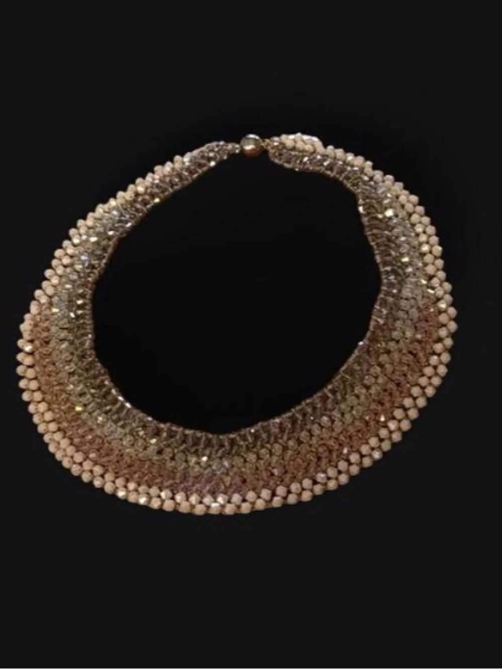 Vintage Signed RUSH by Denis & Charles Multi-Row Crystal Collar Choker Necklace